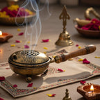 DSH Charcoal Incense Burner, Loban Burner With Handle, Dhoop Dhuni Burner Sambrani Dhoop, Resin & Home Office Temple Prayer Butler(Round)