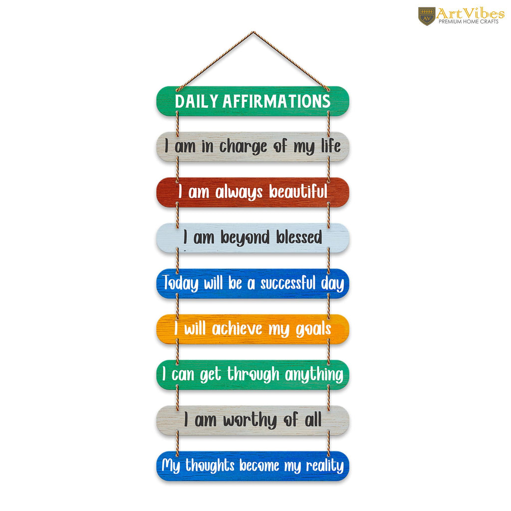 Artvibes Daily Affirmations Printed Wooden Wall Hanging For Living Room | Office | Quotes Decor Item | Wall Poster | Office Decor | Wall Art Print | Inspirational quotes | Gift Items (WH_9315N)