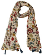 DESI BUTIK Classy Muslin Printed Cream Women Stylish Light-weight Scarves/Stoles for women SCARF10