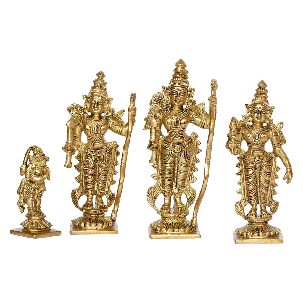 ARTVARKO Brass Ram Darbar Statue Shree Ram Ji Sita Laxman Hanuman Home Décor Puja Murti for Mandir Temple Gift.