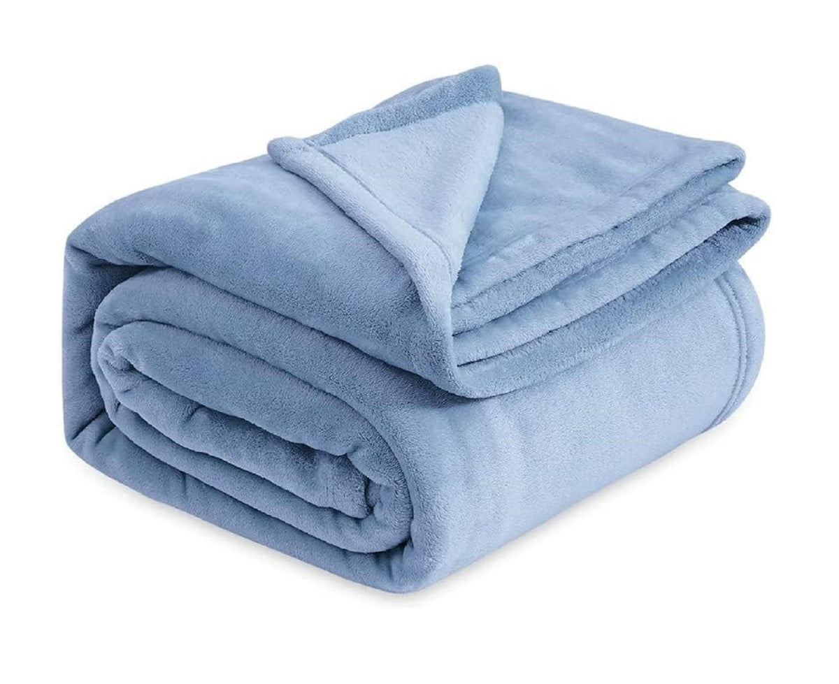 VAS COLLECTIONS® Premium Plush Double Blanket | 300 GSM Lightweight Cozy Soft for Bed, Sofa, Couch, Travel & Camping| 220x230 cm or 86x90 inches | Sky Blue Kafalo