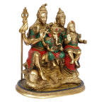 Artvarko Lord Shiva Parvati, Ganesha and Kartikeya Murti Brass Inlay Stone Work Shiv Parivar Family Sitting Idol for Shivratri/Mahashivratri Diwali Temple Puja Gifts 12 Inches