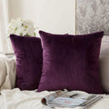 Khooti Velvet Cushion Cover, 16x16 | Wine | Pack of 2 | Solid Plain Soft & Smooth, Decorative Cushion Covers for Living Room, Bedroom, Couches, Chairs, Sofas, Beds & Home Decor
