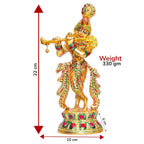 KridayKraft Lord Krishna Metal Statue,Krishna Idol Murti Playing Flute for Temple Pooja,Decor Your Home,Office & Showpiece Figurines Gift Article,Religious Idol...