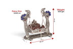 KridayKraft Silver Plated Peacock Designer Jhula for Laddu Gopal/Krishna Idol | Decorative Metallic Swing for Home Temple, Puja, Janmashtami Decor & Gifting