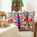 Tree of Life Aari Embroidered Cushion Covers - Set of 2 | Traditional Aari Embroidery | Threadwork Throw Pillow Covers with Zip Closure | Perfect for Sofa, Bed | 16x16 Inch (Multicolor)