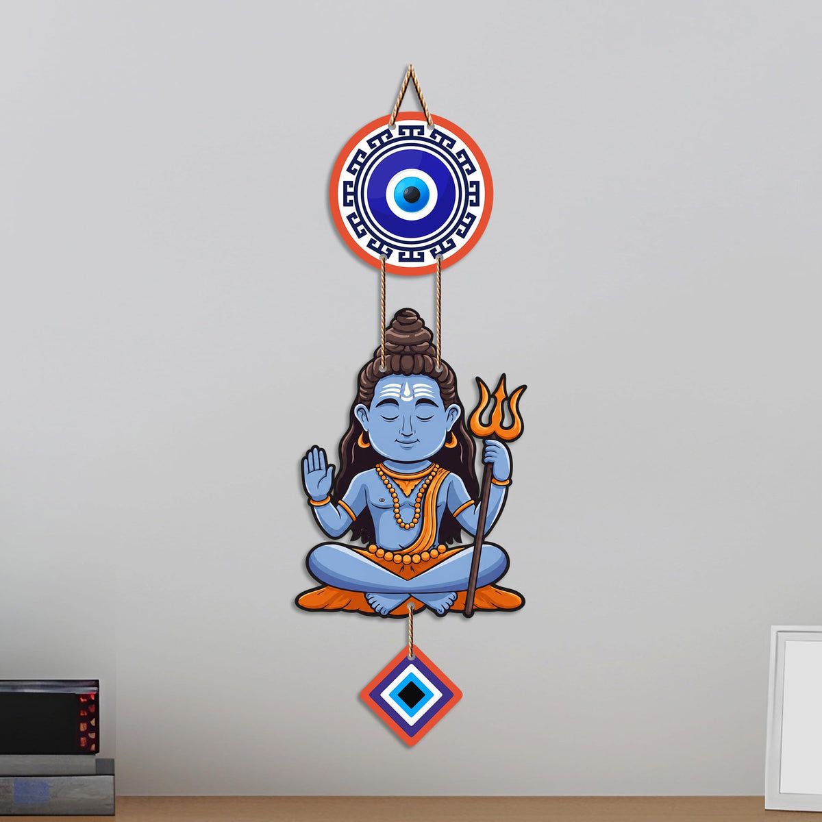 Artvibes Meditating Lord Shiva Evil Eye Wall Hanging for Home Temple | Spiritual MDF Wall Decor | Vastu Art for Living Room | Bedroom | Office & Meditation Space | Gift Item (WH_8588N)