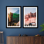 VIBECRAFTS Junagarh Fort and Camel of Rajasthan Quality Frame Painting of 2 Pieces Wooden Frame For Home, Office Decorative Gift Item(25 inch x 18 inch)(PFVC2Pcs2_904)