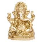 Svarup Brass Ganesh Bhagwan Idol Ganesha Statue Ganpati Murti for Home Entrance Decor Diwali Gift Height 3.75 Inch Gold