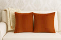 AWARD VELVETS Premium Faux Rabbit Fur Plush Luxury Soft Fluffy Striped Decorative Throw Pillow/Cushion Covers for Sofa, Couch, Living Room - (Rust, 24 x 24 inch) Set of 1