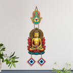 Artvibes Golden Buddha Wall Hanging with Hamsa Hand and Evil Eye Charms | Spiritual Protection Decor for Home | Meditation | Yoga Spaces & Entryway | Positive Energy Wall Art Gift (WH_8594N)