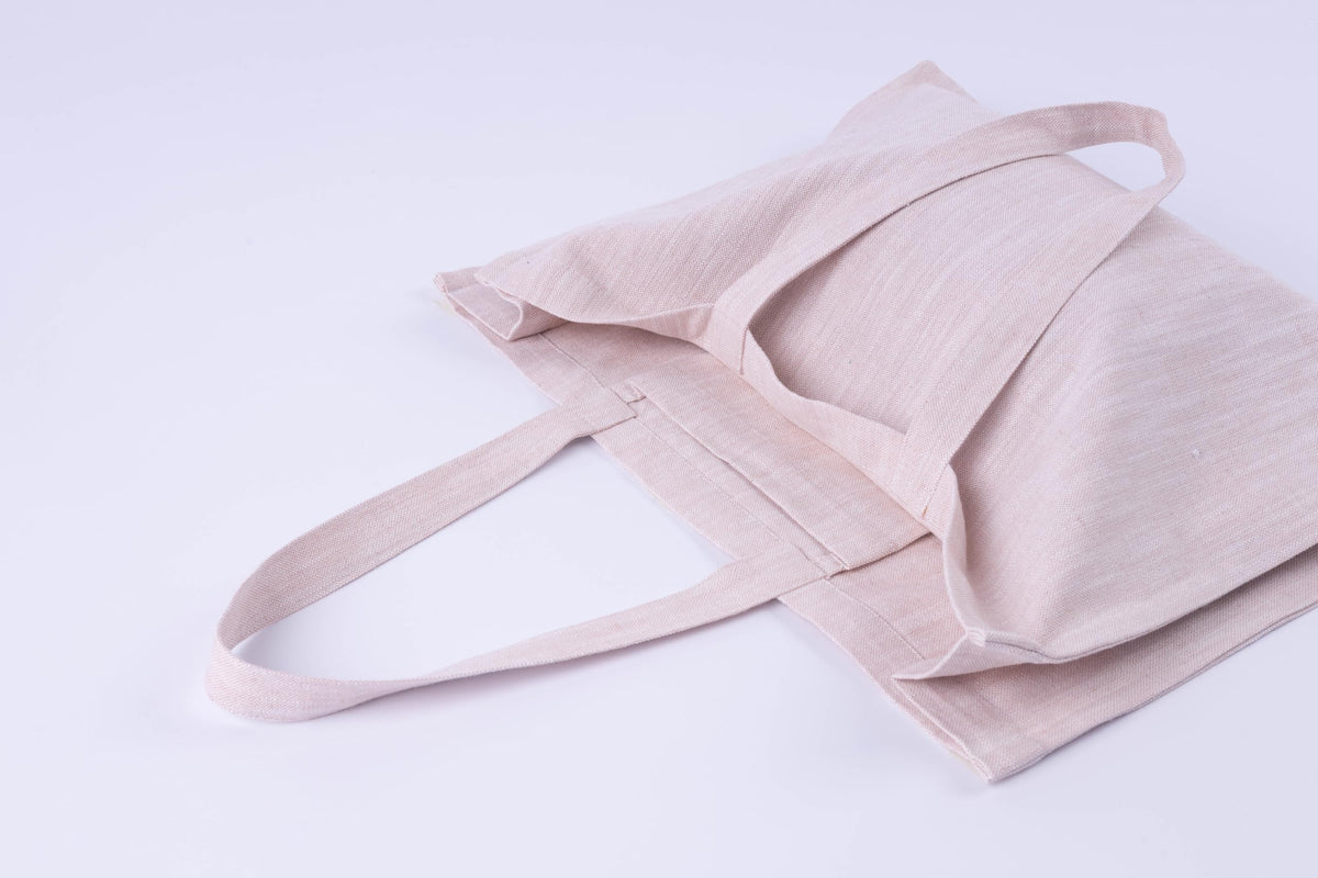 KITES CREATIONS 100% Cotton Shopping Bag, Stylish & Shoulder Tote with Inner Pocket, Perfect for Grocery, Travel, Shopping, Chambray Slub (14”x17.5”x5.5”), Set of 10 - Cloud Rose