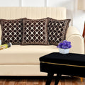 DECOMIZER Jacquard Geomteric Cushion Covers 24 inch x 24 inch Set of 3 Ethnic Motifs Cushion Covers,Design- Criss-Cross,Color- Coffee-240 TC