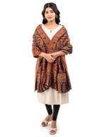 Naureen Women Ultra Soft Fine Wool Kani Shawl with Paisley Artwork, Warm and Soft, 40x80 inch