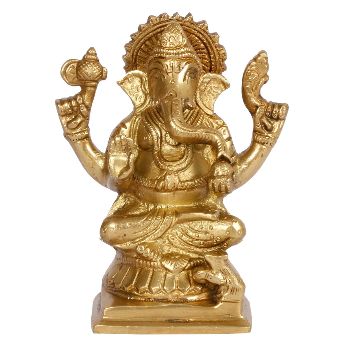 ARTVARKO Brass Ganesha Idol for Home Décor Ganesh Lord Ganpati Statue Room Decoration Showpiece Diwali Pooja 5 Inch
