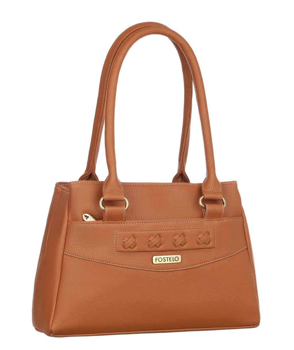 Fostelo Women's Maria Satchel Tote Handbag for Women | Ladies Purse | Stylish Shoulder Bag | Gift For Women | Tan
