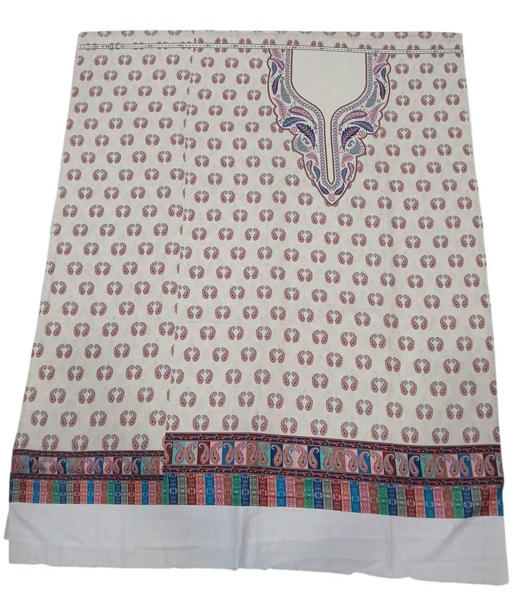 Premium Pure Handloom Kashmiri Pashmina Weaving Jacquard Woolen Women Unstitched Suits Dress materials (Cream)
