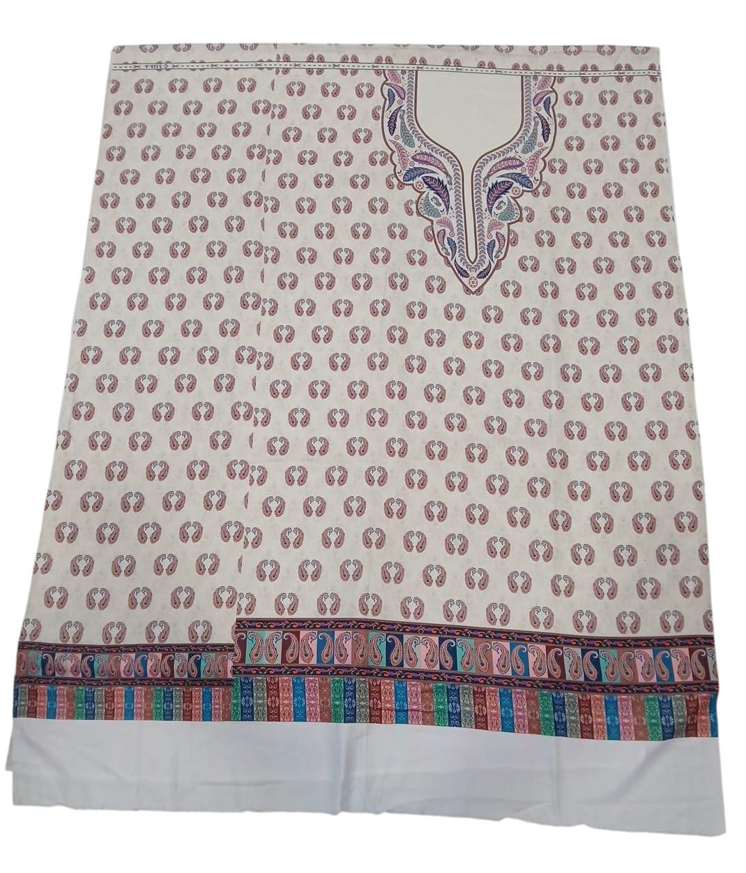 Premium Pure Handloom Kashmiri Pashmina Weaving Jacquard Woolen Women Unstitched Suits Dress materials (Cream)