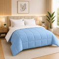 Bhoomi Impex Reversible Comforter Single Bed | Sky Blue & White | 200 GSM Lightweight All Season Comforter | Soft & Cozy Quilt Blanket Kafalo