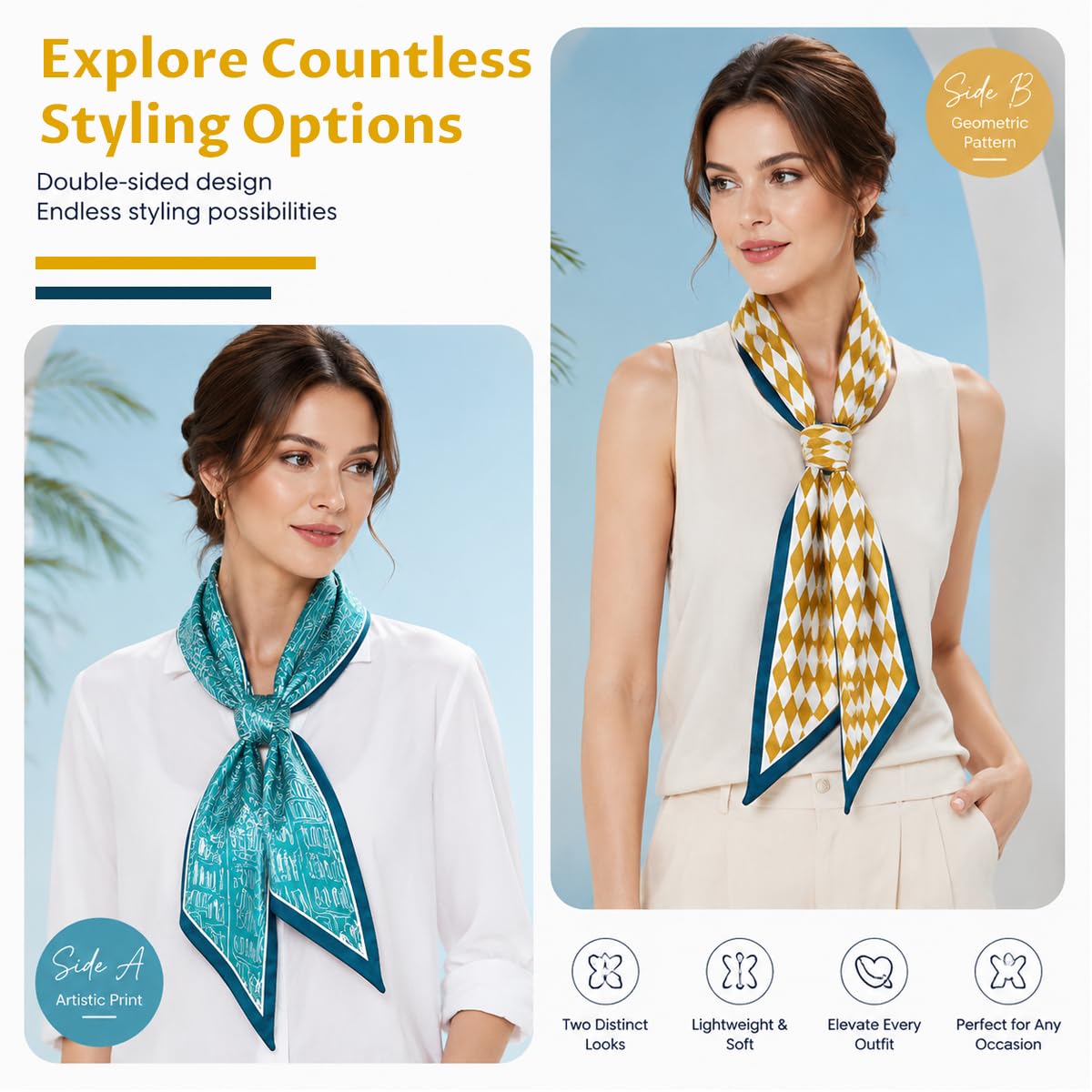 SANNIDHI Satin Silk Feel Scarf for Hair Multipurpose Bag Styling