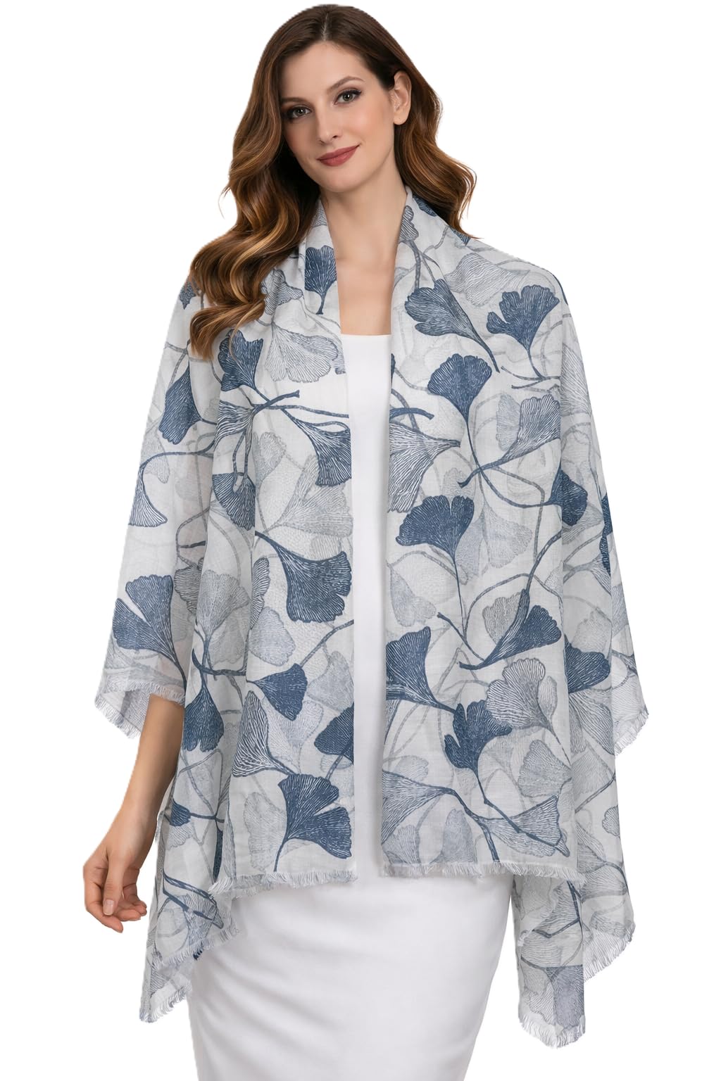 VIC Cotton Modal Digital Print Scarf for Women | Digital Print Designer Stole | Soft Lightweight Luxury Wrap | Premium Silk Modal Blend | 55 x 170 cm | VIC-SM-DP5517 (ginkgo leaf)