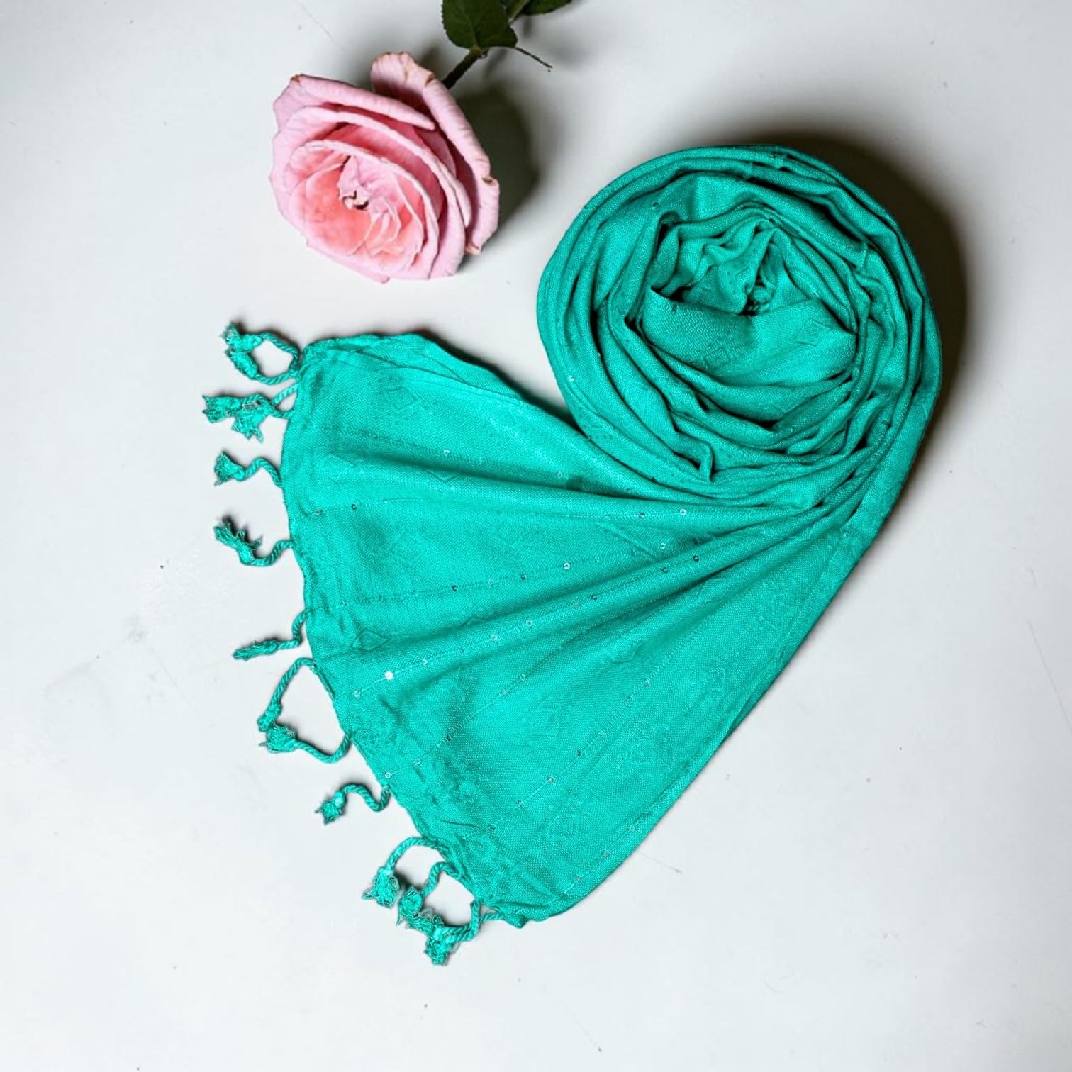 STOLE STUDIO Elegant Luxurious Sequence Viscose Stole Scarf (Rama Green)