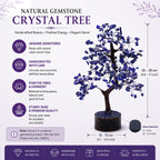 HEALING OF SOUL Amethyst Crystal Bonsai Tree with Silver Wire Branches | Natural Wooden Log Base | Handcrafted Gemstone Tree | Ideal for Home Decor, Meditation Setup & Spiritual Healing Spaces