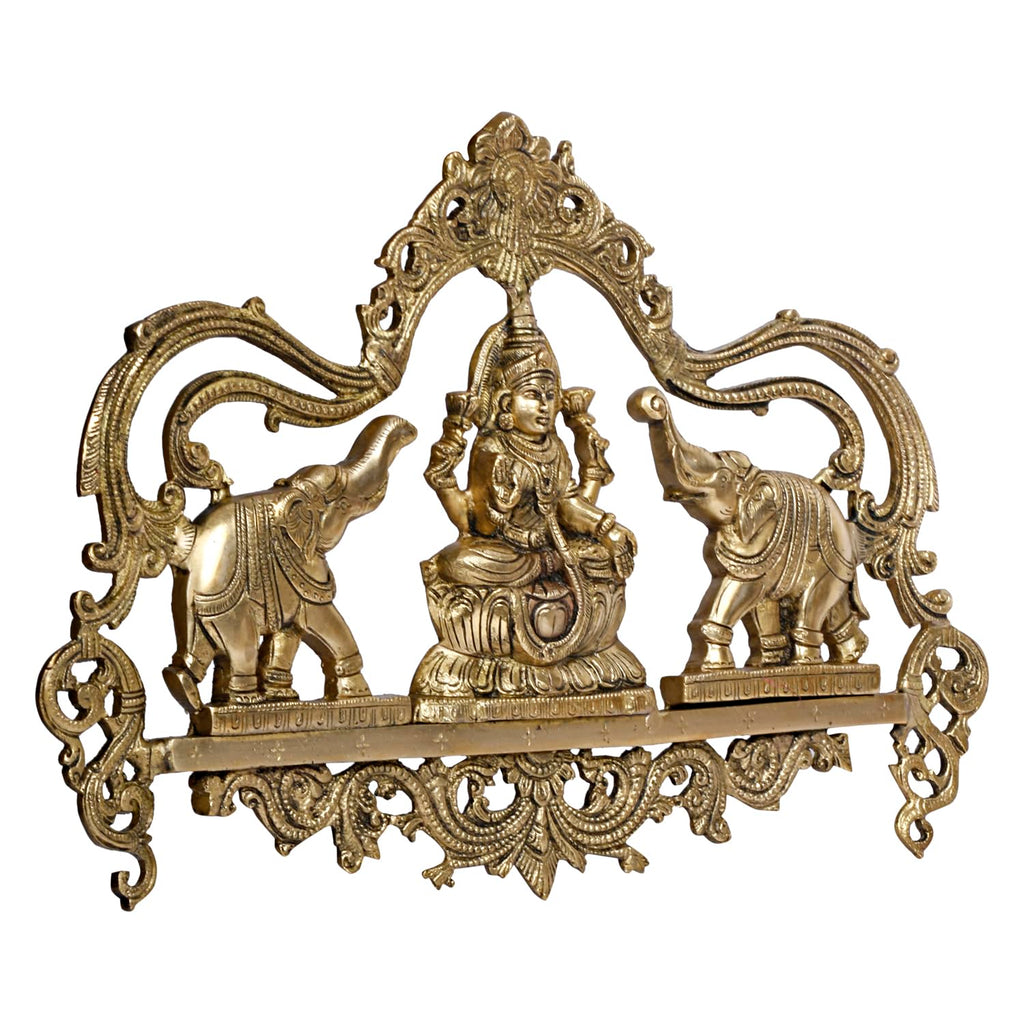 ARTVARKO Brass Gajlakshmi Wall Hanging Idol Gaja Dhan Lakshmi Brass Idol Maha Laxmi Luxmi with Elephant for Good Luck, Success and Prosperity 18 Inches