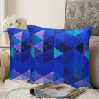 Khooti Velvet Cushion Cover, 20x20 (Triangular Blue)(Pack of 5)