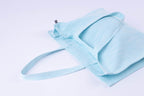 KITES CREATIONS 100% Cotton Shopping Bag, Stylish & Shoulder Tote with Inner Pocket, Perfect for Grocery, Travel, Shopping, Chambray Slub (14”x17.5”x5.5”), Set of 10 - Baby Blue