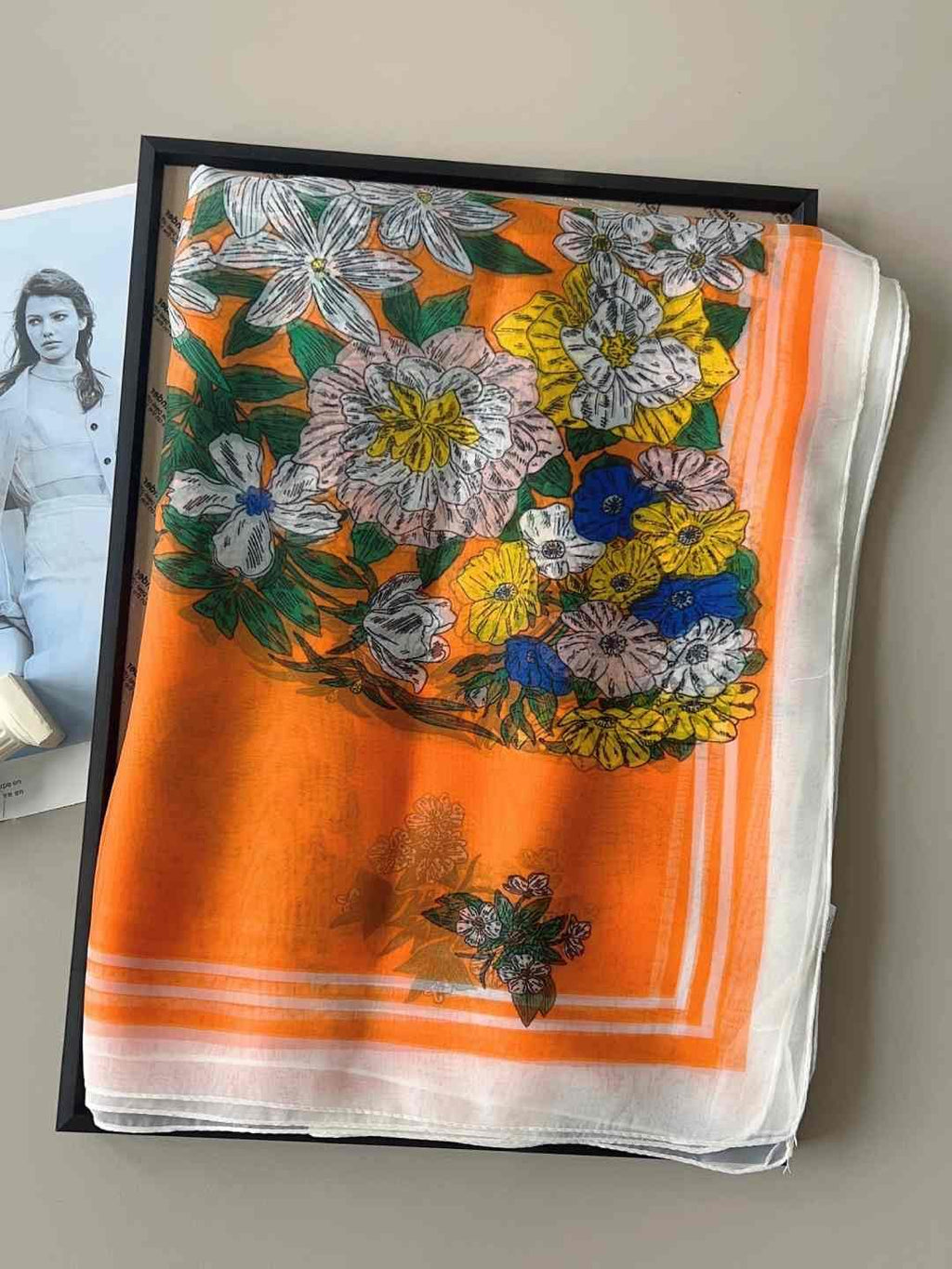 CrossKulture Scarf Stole for Women - 185 x 135 cm Chiffon Scarf with Floral Print | Lightweight Soft Stole for Girls | Satin Feel Neck Wrap | Women Accessory (Colour32)