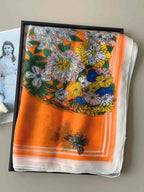 CrossKulture Scarf Stole for Women - 185 x 135 cm Chiffon Scarf with Floral Print | Lightweight Soft Stole for Girls | Satin Feel Neck Wrap | Women Accessory (Colour32)
