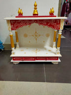 Wood To Cart Beautiful MDF Wooden Temple/Pooja Mandir for Home and Office/Wall Mounted Temple/Puja Stand(White Red - 18x9x22 inches)
