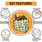 DOUBLE R BAGS Heavy Duty Cotton Canvas Grocery Shopping Bag | Eco-Friendly Cloth Tote for Vegetables, Milk, Fruits & Lunch | 33x44.4x20.3cm | 1 Compartment | Pack of 6 Vegetable Print