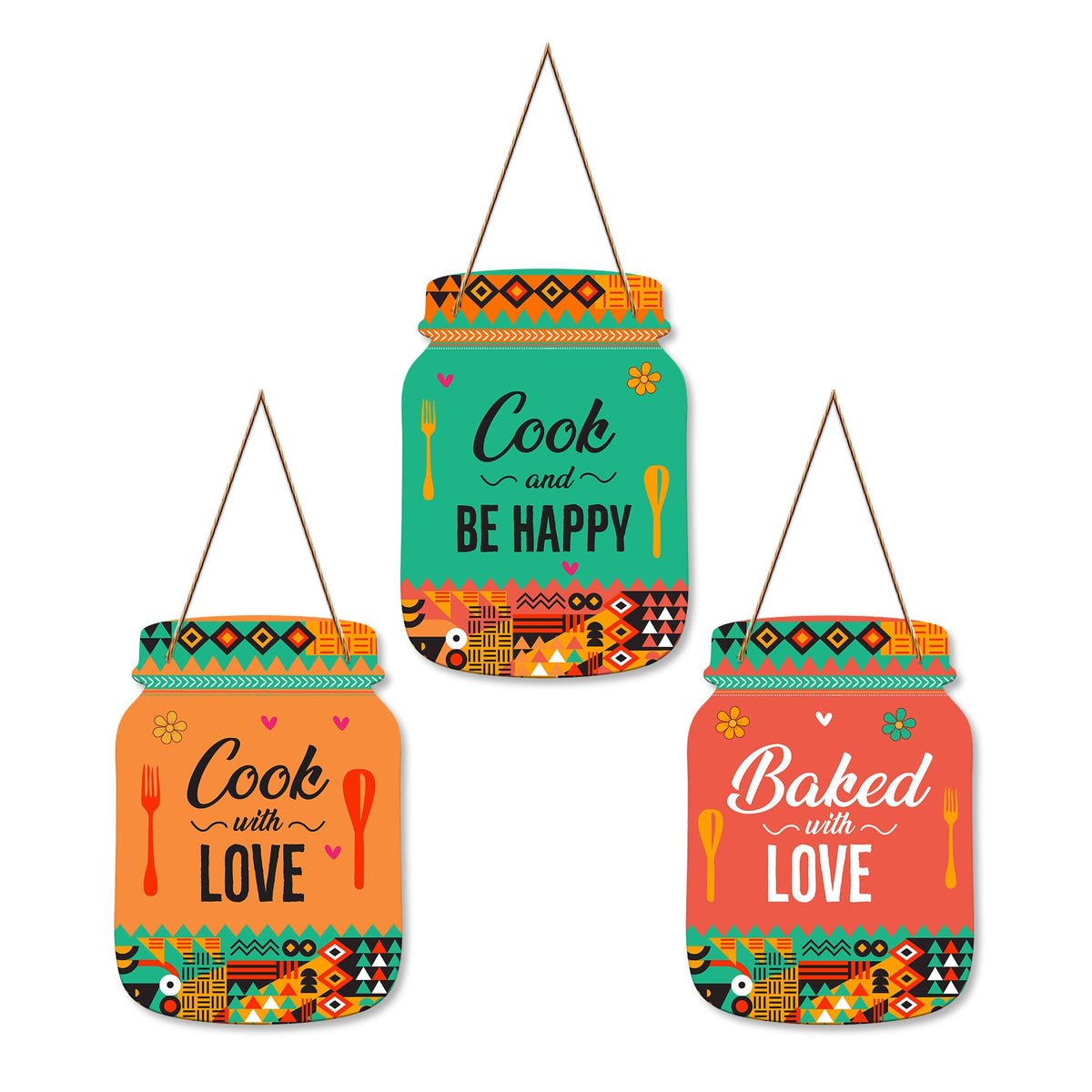 Artvibes Cook with Love Wall Decoration Items for Kitchen | Cafe | Restaurant | Quotes Decor Item | Printed Wall Decoration | Kitchen Quotes Decor Item | Wall Art | Wall Poster (WH_8913N), Set of 3