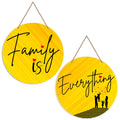 Artvibes Family Is Everything Printed Wooden Wall Hanging | Quotes Decor Item | Wall Accents | Housewarming Gifts | Wall Illustrations | Artworks Hangings | Mdf Wall Decoration (WH_4110N), Set of 2