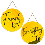 Artvibes Family Is Everything Printed Wooden Wall Hanging | Quotes Decor Item | Wall Accents | Housewarming Gifts | Wall Illustrations | Artworks Hangings | Mdf Wall Decoration (WH_4110N), Set of 2
