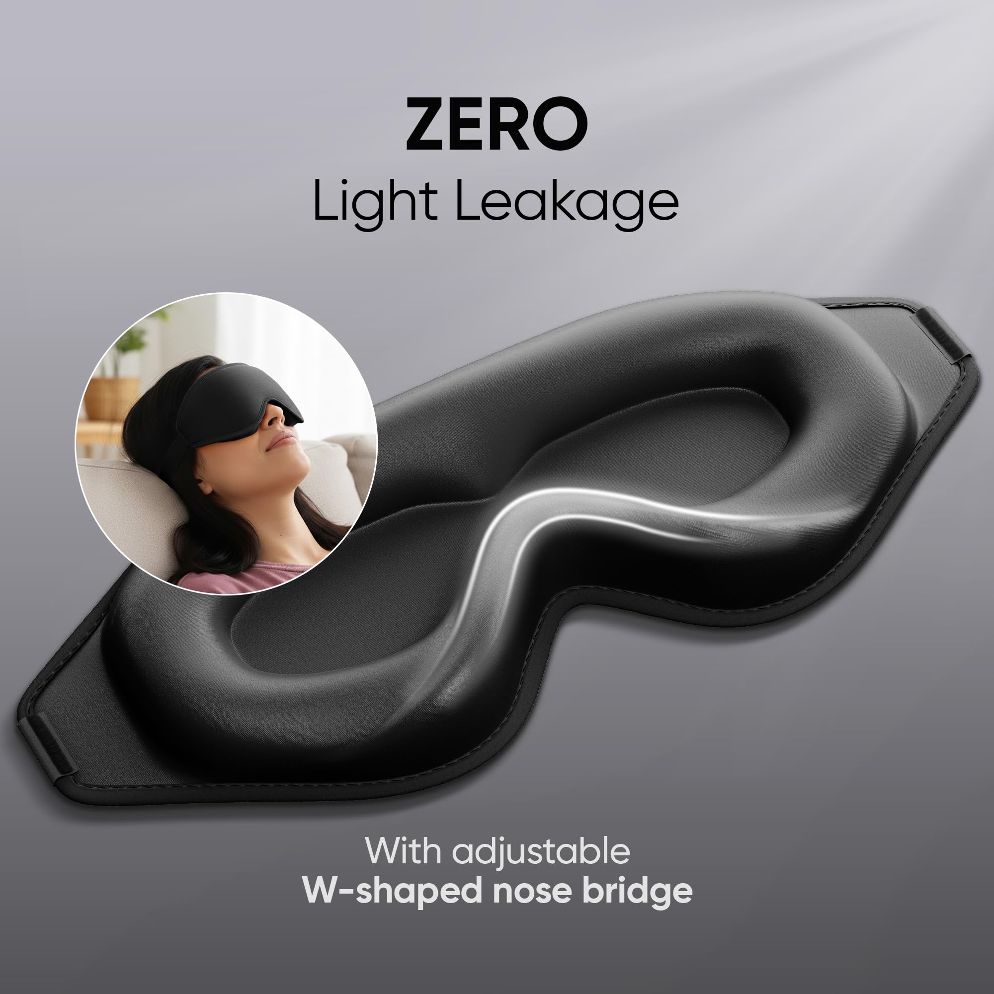 Frido 3D Eye Mask for Men & Women | 100% Blackout Sleep Mask | Zero Pressure Memory Foam for Eyelids & Lashes | Adjustable Straps for Travel & Meditation | Soft Comfortable Night Eye Cover – Pitch Black