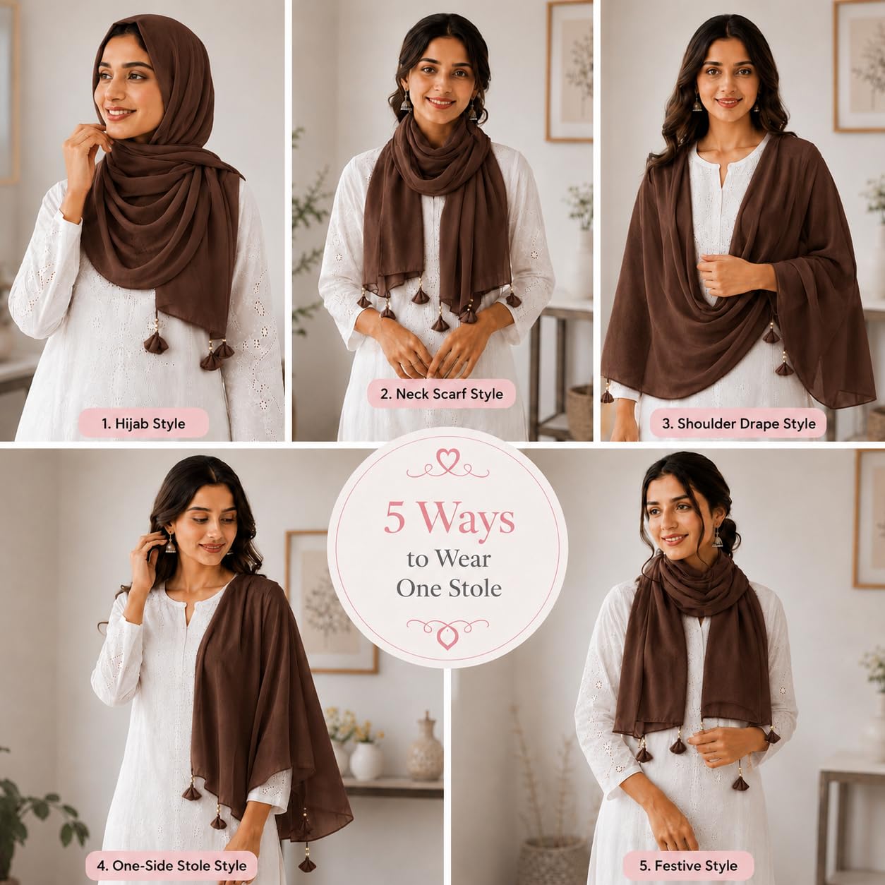 Women’s Chiffon Scarf Soft Lightweight Premium Stoles for Girls & Women | Stylish Modest Wear Dupatta for Daily & Party Use (Dark_Brown)
