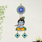 Artvibes Baby Krishna Evil Eye Wall Hanging for Home Entrance Door Decor | Nazar Battu Protection Hanging for Living Room Bedroom Temple | Vastu Positive Energy Decorative Gift (WH_8571N)