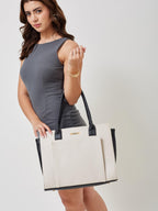 Fargo Amara Vegan Leather Tote Bag for Women | Laptop Compartment, RFID Pockets, YKK Zipper, Large Office Handbag | Shoulder Bag for College & Daily Use | Made in India (Ivory)
