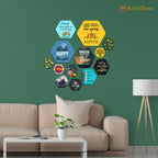 Artvibes Think Happy Thoughts Hexagon Shape MDF Wooden Wall Decor Items | Quotes Decor Item | Wall Poster | Office Decor | Wall Art Print | Inspirational quotes | Gift Items (WPS_230N), Set of 13