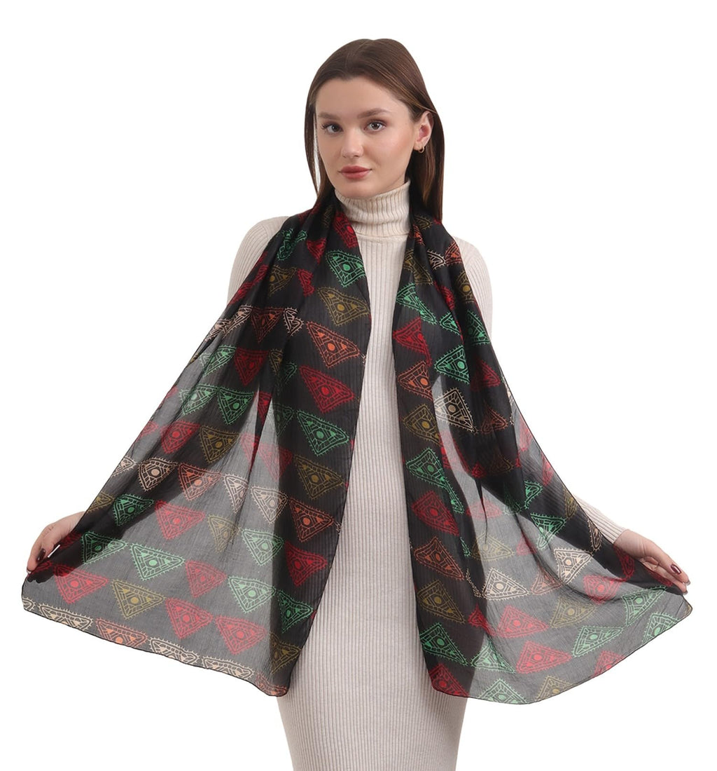 EH 100% Pure Mulberry Silk Scarf for Women, head scarf, neck scarf, hair scarf, digital printed long (22 X 72) (MC 42)