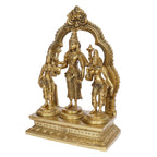 ARTVARKO Brass Lord Vishnu with Sridevi and Bhudevi Parivar Darbar Swami Satyanarayan Idol for Puja Gift Living Room Decoration Home Décor Height 10 Inch