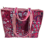 Bazaar Bhoot Edition Premium Cotton Quilted Shopping Tote Bag - Multipurpose Long Lasting Foldable Reusable Bag with zipper for Shopping, Travel & Daily Use - Made in India (Deep Pink)