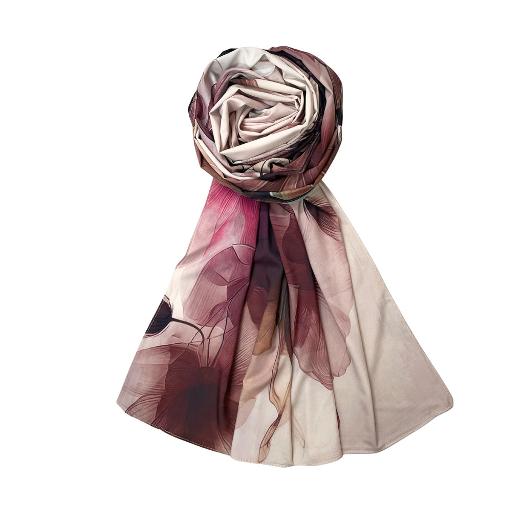 FAHABO Iconic Collection Digital Print Swiss Butter Cotton Scarf Stole for Women (Mute Beige - Dp)