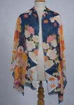 VIC Cotton Modal Digital Print Scarf for Women | Digital Print Designer Stole | Soft Lightweight Luxury Wrap | Premium Silk Modal Blend | 55 x 170 cm | VIC-SM-DP5517 (floral kimono)