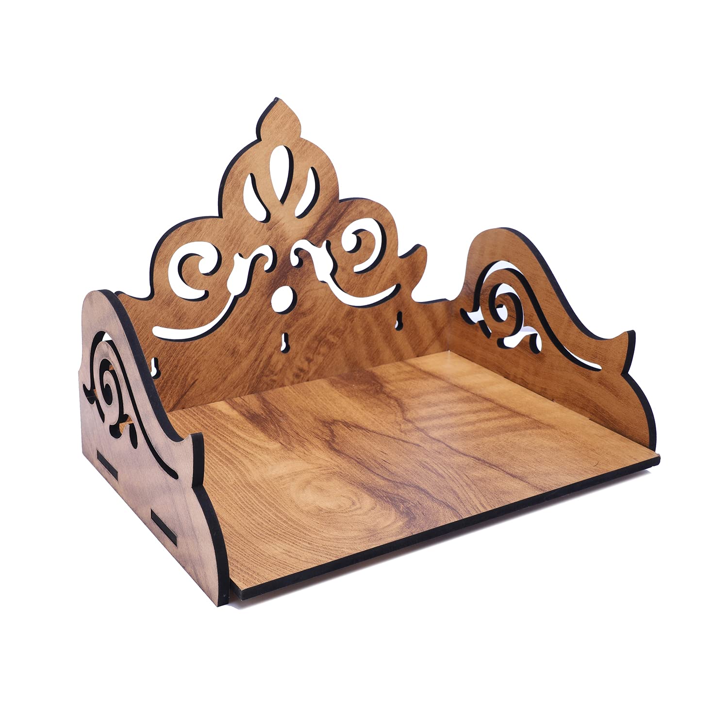 Wooden Pooja Stand for Home and Office - Wall Mounted Temple Mandir - Perfect for Shop (Small)