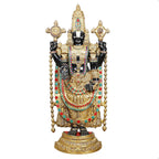 ARTVARKO Big Brass Tirupati Balaji Venkateshwara Idol Vishnu Chakra Namah Shankh Statue Murti Lord Srinivasa Pooja Vastu Religious Idol for Home Office Temple Decor 46 Inch