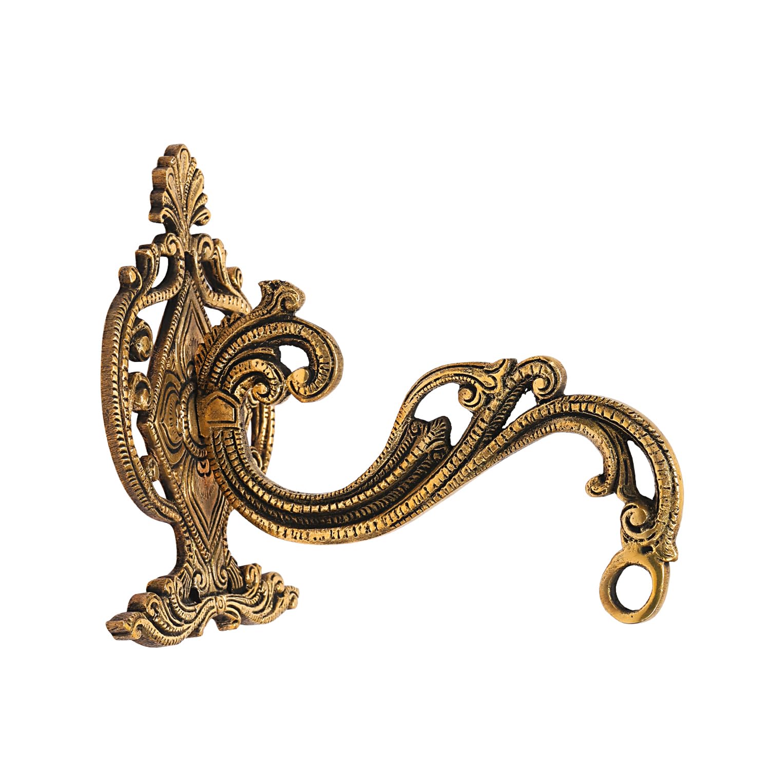 ARTVARKO Brass Designer Hook Holder Bracket for Wall Hanging Diya Bells Lantern Hanger Planter Lanterns Wind Chimes Baskets 6 Inch